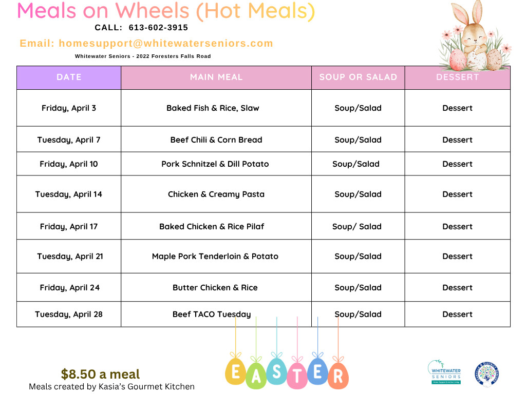 Meals on Wheels April Menu